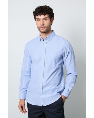 MAINE Dobby Grid Long Sleeve Shirt Cotton - Blue