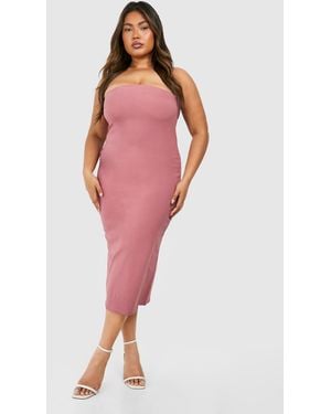 Boohoo Plus Bandeau Bengaline Midi Dress - Red
