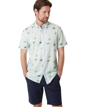 Saltwell Palmprint Regular Korte Mouwen Shirt (Lichtblauw) - Grijs