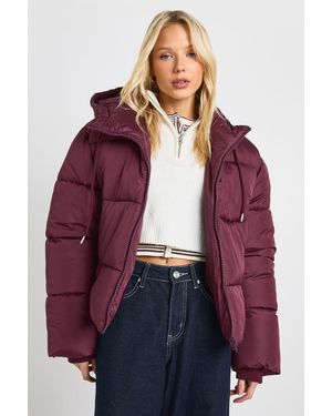 Boohoo Hooded Padded Puffer Jacket - Red