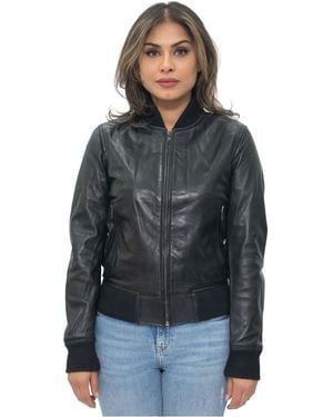 Infinity Leather Ma-1 Bomber Jacket-Abbotsford - Black