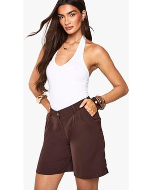Boohoo Woven Bermuda Shorts - Brown