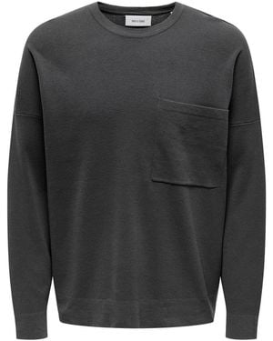 ONLY Relaxed Fit Crew Neck Long Sleeve Sweatshirt - Grey