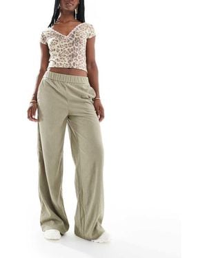 ONLY Wide Leg Pull On Cord Trouser - Natural