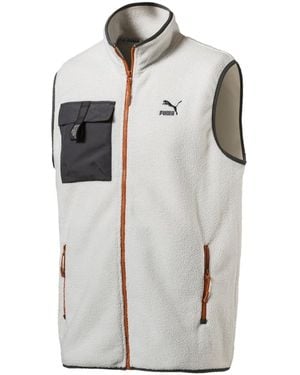 PUMA Xtg Trail Fleece Full Zip S White Pocket Gilet 596728 64 - Grey