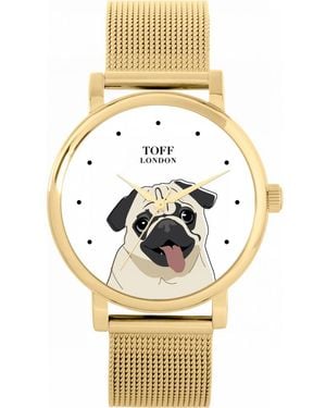 Toff London Tlws-28260 Ladies Pug Dog Head Watch - Metallic