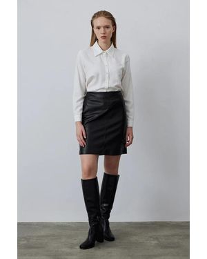 GUSTO Faux Leather Mini Skirt - Grey