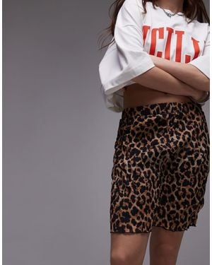 TOPSHOP Crinkle Mini Skirt - Brown