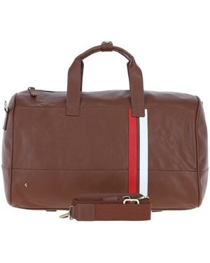 Gabicci Real Leather Holdall With Striped Front Detail - Brown