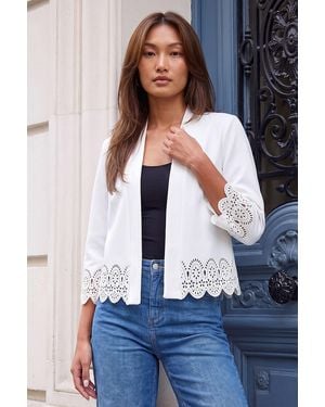 Roman Crepe Cut Out Jacket - Natural