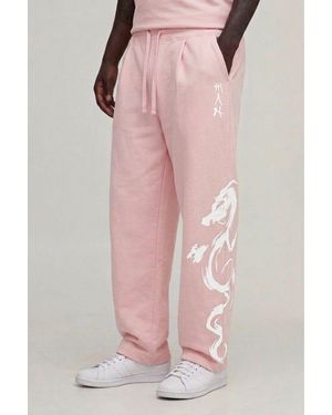 BoohooMAN Balloon Fit Dragon Printed Washed Joggers - Pink