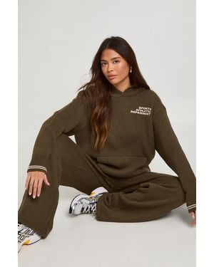 Boohoo Sports Athletic Department Club Oversized Knitted Hoodie And Trouser - Brown