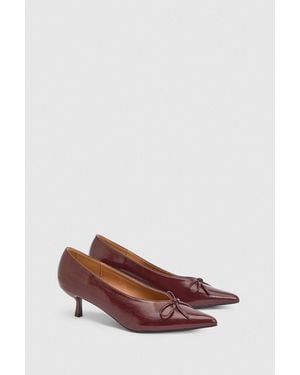 Wallis Ida Faux Leather Kitten Heel Bow Detail Court Shoes - Red