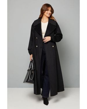 Wallis Elastic Cuff Collar Detail Maxi Coat - Black