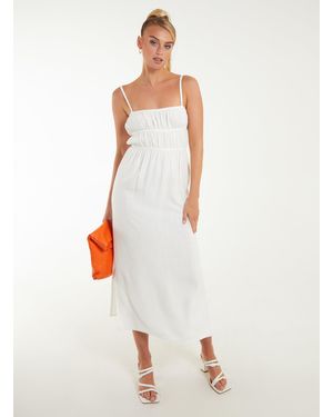 Pink Vanilla Linen Open Back Midi Dress - White