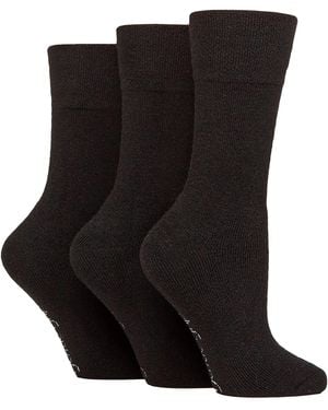 Gentle Grip 3 Pack Ladies Wool Boot Socks Warm Cushioned Hiking Crew - Black