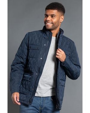 Kensington Eastside Dark Padded Funnel Neck Jacket - Blue