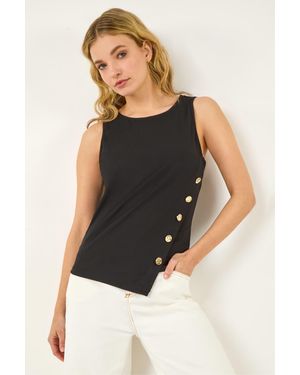 D.u.s.k Asymmetric Button Detail Top - Black