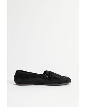Oasis Laura Faux Suede Tassel Detail Boat Shoes - Black