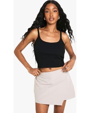 Boohoo Asymmetric Mini Skort - Black