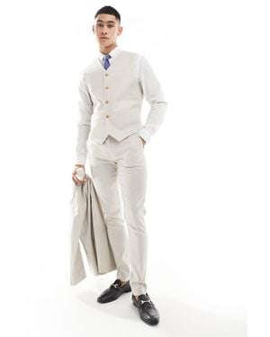ASOS Skinny Linen Mix Suit Waistcoat - White