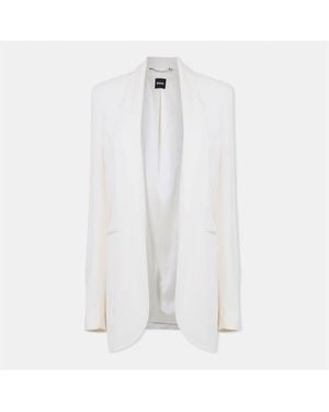 BOSS Jirea Solid Patterned Shawl Collared Blazer - White