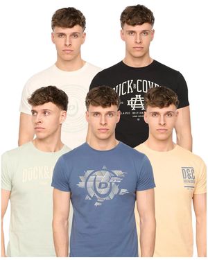 Duck and Cover Haltecks Assorted Designs T-Shirt (Pack Of 5) (Multicoloured) - Blue