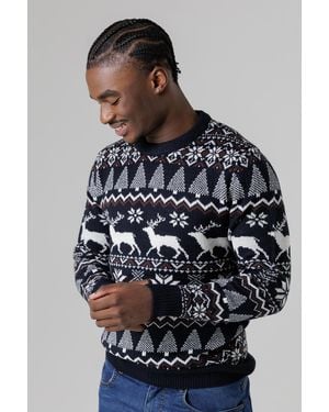 Tokyo Laundry Dark Festive Jacquard Crew Neck Jumper - Grey