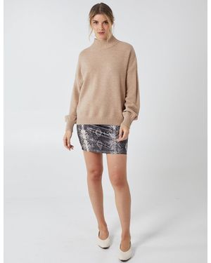 Blue Vanilla Snake Skin Faux Leather Skirt - Natural