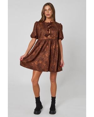 Urban Bliss Animal Faux Suede Mini Dress - Brown
