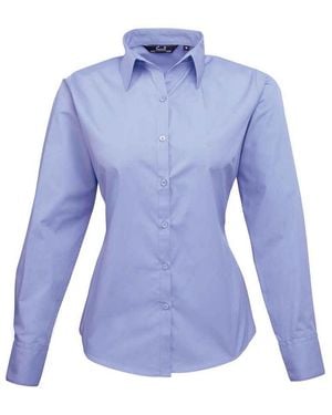 PREMIER Ladies Long-Sleeved Shirt (Mid) - Blue