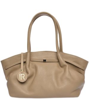 Isabella Rhea Beige Rundleer Tas - Naturel