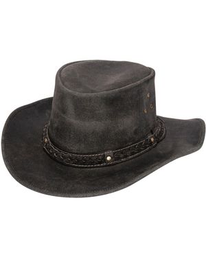 Infinity Leather Cowboy Aussie Real Bush Hat - Black