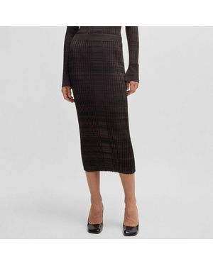 BOSS Farmina Ribbed Knit Midi Skirt - Black