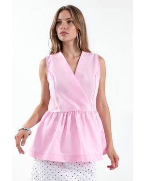 Msn-Collection Cotton-Blend Blouse - Pink