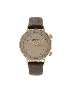 Simplify The 3300 Leather-Band Watch - Metallic
