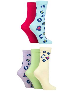 Wildfeet 5-Pack Jacquard Patroon Crew Sokken - Wit