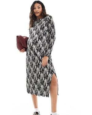 Mama.licious Maternity Plisse Midi Dress With Side Split - Multicolour