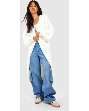 Boohoo Oversized Balloon Sleeve Cardigan - Blue