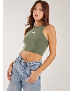 Pink Vanilla Nyc Logo Racer Vest - Green