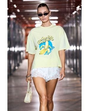 Grimelange Oversized Printed Crew Neck T-Shirt - Yellow