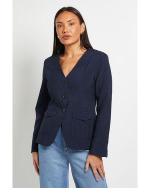 PRINCIPLES Collarless Pocket Detail Blazer - Blue