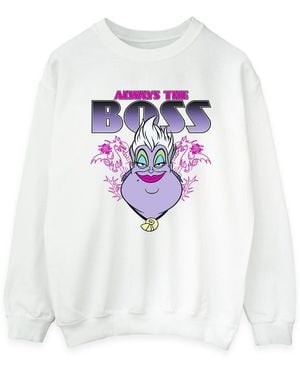 Disney Ladies The Little Mermaid Ursula Mum Is The Boss Sweatshirt - White