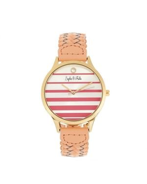 Sophie & Freda Tucson Leather-Band Watch W/Swarovski Crystals - Pink