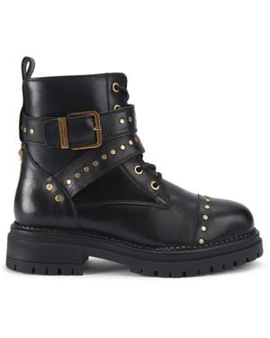 Kurt Geiger Leather Buckle Stud Ankle Boots - Black