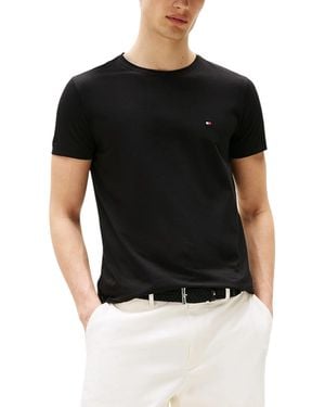 Tommy Hilfiger T Shirts Crew Neck Short Sleeve Summer New Cotton Top Tee - Black