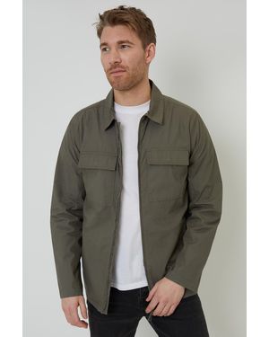 Threadbare Cotton Poplin Lightweight Collared Jacket - Grey