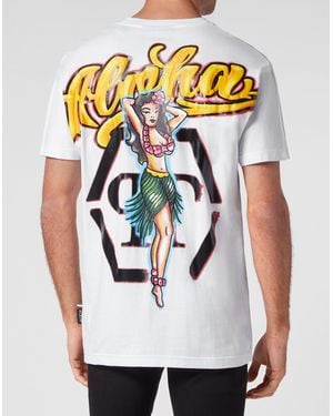 Philipp Plein T-Shirt Met Ronde Hals Hawaii - Wit