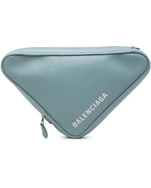 Balenciaga Pre-Owned Medium Leather Triangle Clutch - Blue