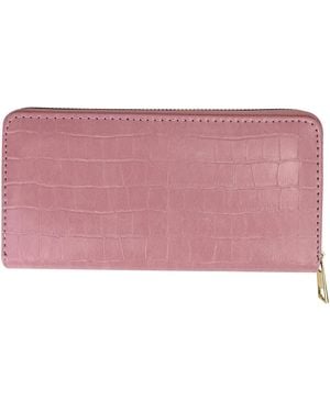 Black Moon Zwart Krokodillenprint Faux Leer Portemonnee Compacte Kaart Muntbeurs Organiser - Roze
